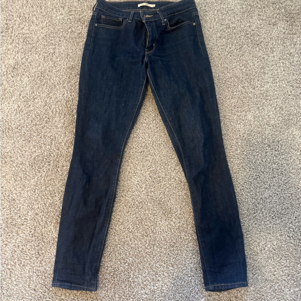 Levi's 711 Dark Blue Mid Rise Skinny Jeans for Women